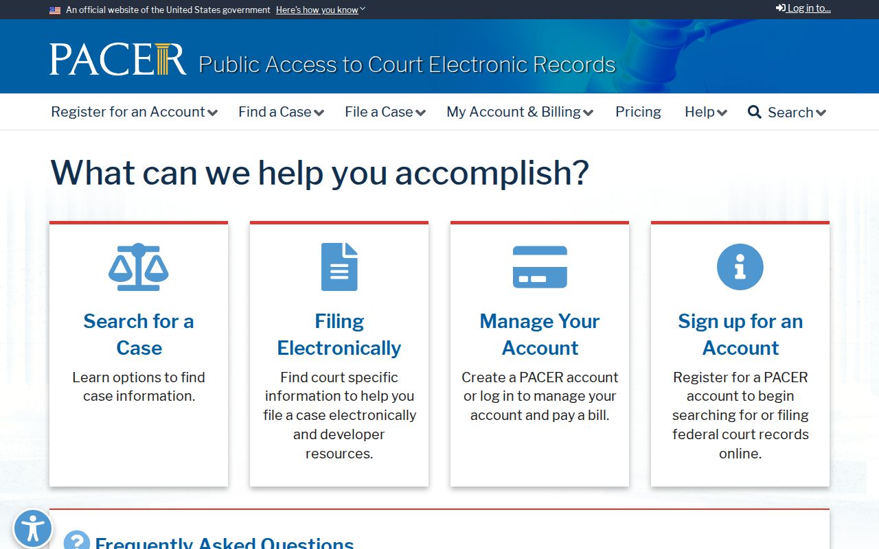 Corning criminal records PACER federal court records portal