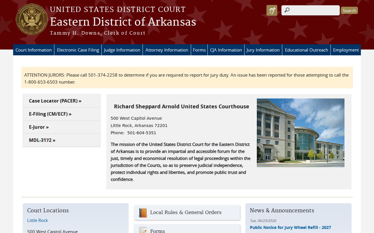 Corning criminal records Eastern District of Arkansas court source
