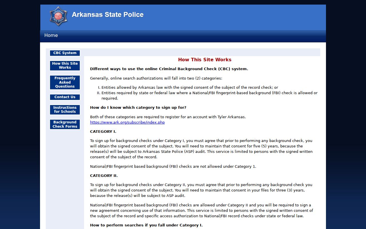 Piggott criminal records Arkansas CBC workflow