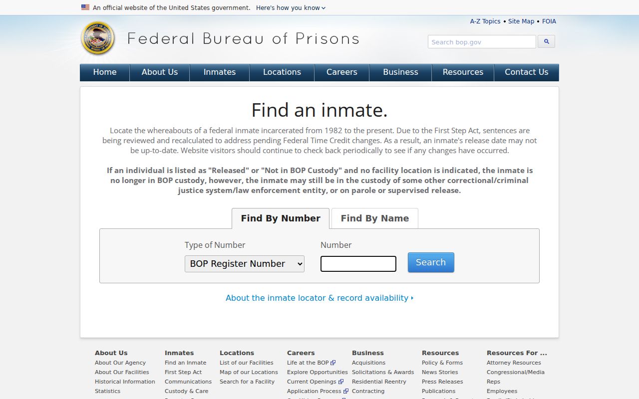 Rector criminal records Federal Bureau of Prisons inmate locator